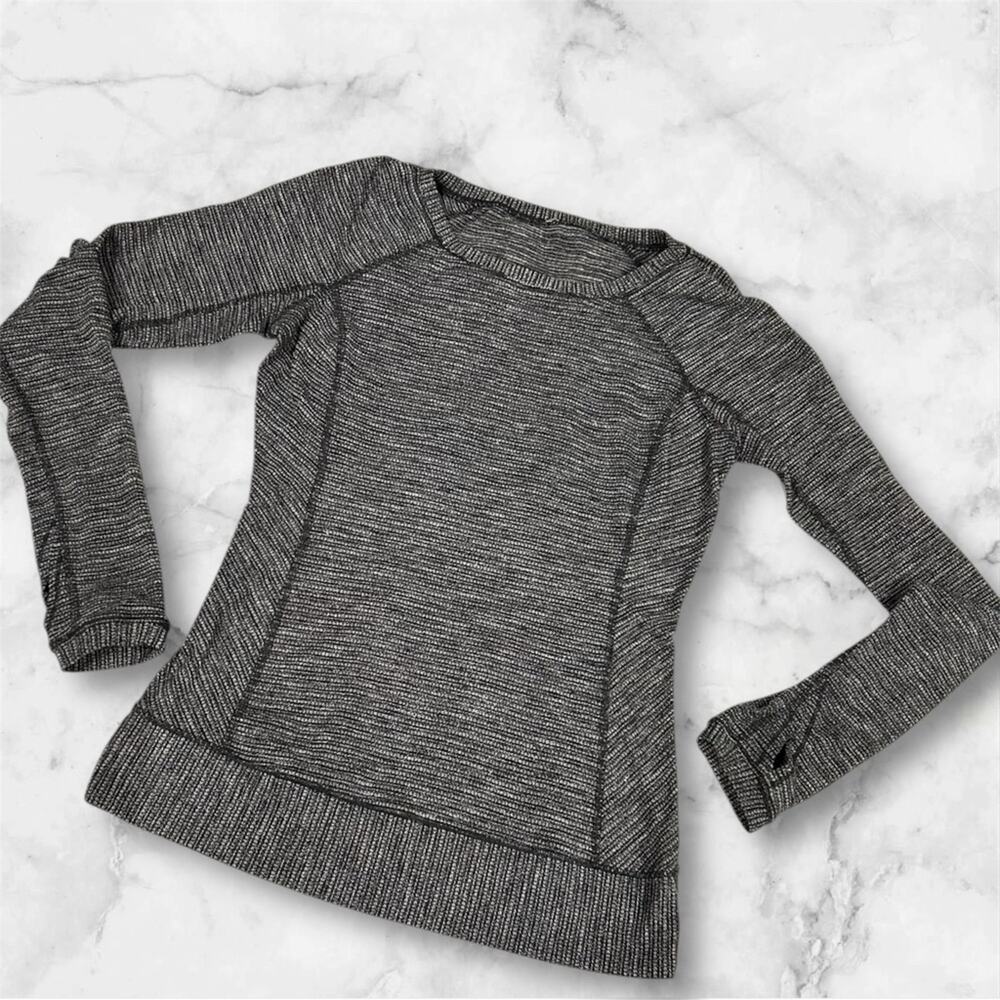 Lululemon Race Your Pace Long Sleeve Running Shirt Women's Size 6 Gray/Black